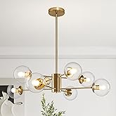 Bagood 8-Light Globe Sputnik Chandelier Modern Gold Sputnik Chandelier Mid Century Globe Pendant Light Brushed Brass Finished