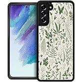 kiritfox Case Compatible with Samsung Galaxy S22 Plus,Dustproof Full-Body for Girl Women,Vintage Sage Green Floral Pattern
