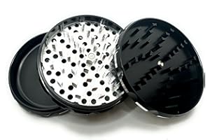 GRINDER GARAGE 4 Inch herb grinder / 3 layer spice grinder - (9 COLOR OPTIONS) - easily grind your herbs at home with its custom grip design. Black Grinder is Aluminum Allow (Black, 4 Inches)