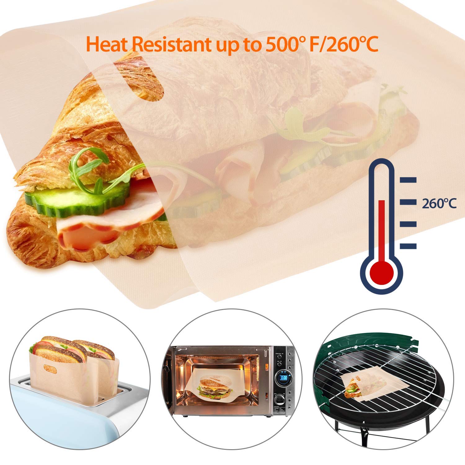 Toast Bags Non-Stick Reusable Toaster Bags, Perfect for Pizza Sandwiches Hot Dogs Pastries Slices