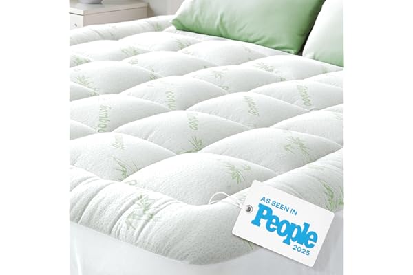 Bamboo Mattress Topper Queen Size - Thick Breathable Pillow Top Mattress Pad for Back Pain Relief - Deep Pocket Topper Fits 8