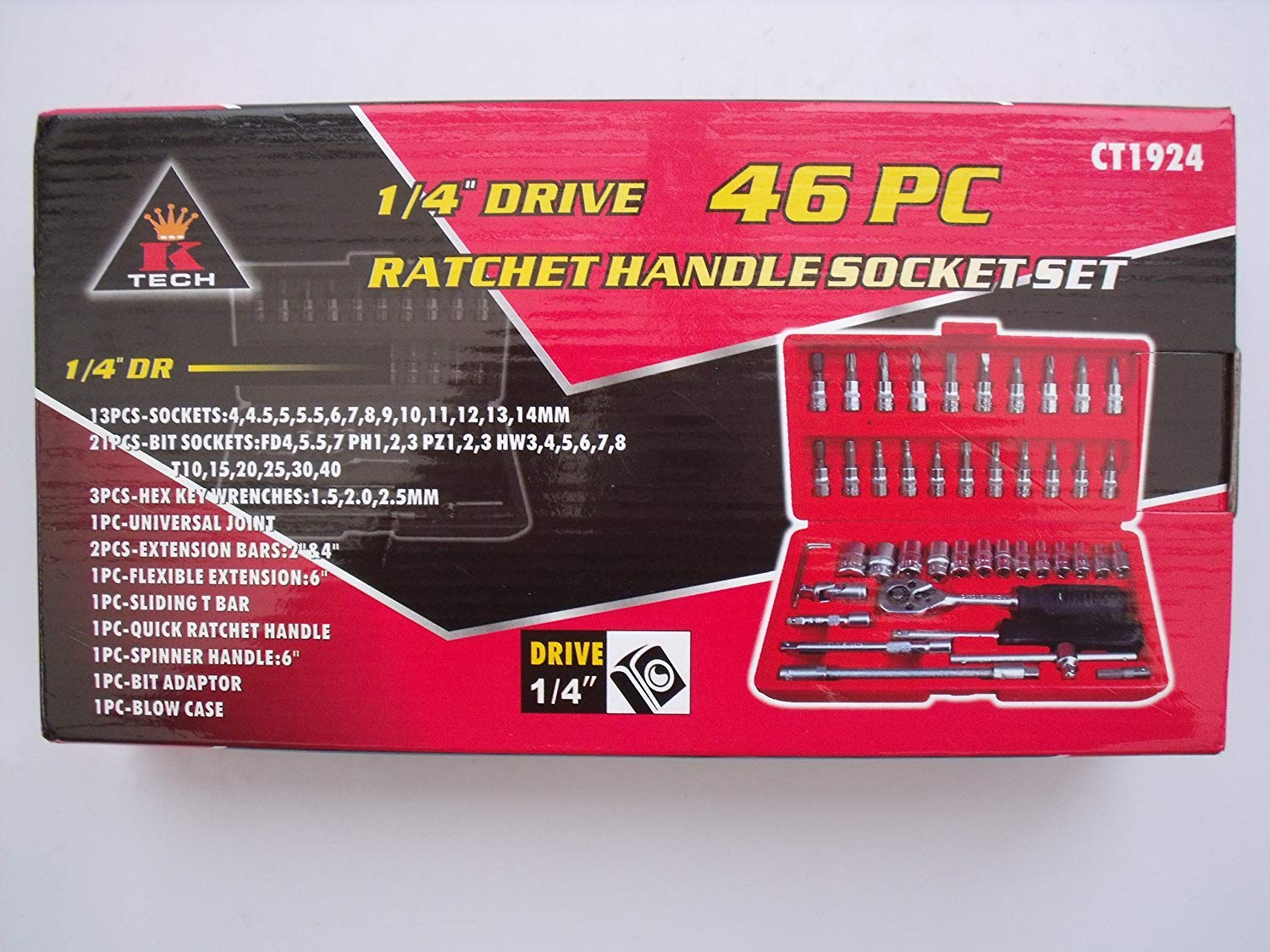 46 Piece 1/4" Drive Socket and Driver BIT Set