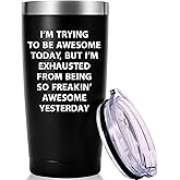 AMZUShome I'm Trying to Be Awesome Today Travel Mug Tumbler.Inspirational Gifts,Work Gifts for Boss,Coworker,Colleague,Dad,Mom.Birthday Christmas Gift for Men Women(20oz Black)