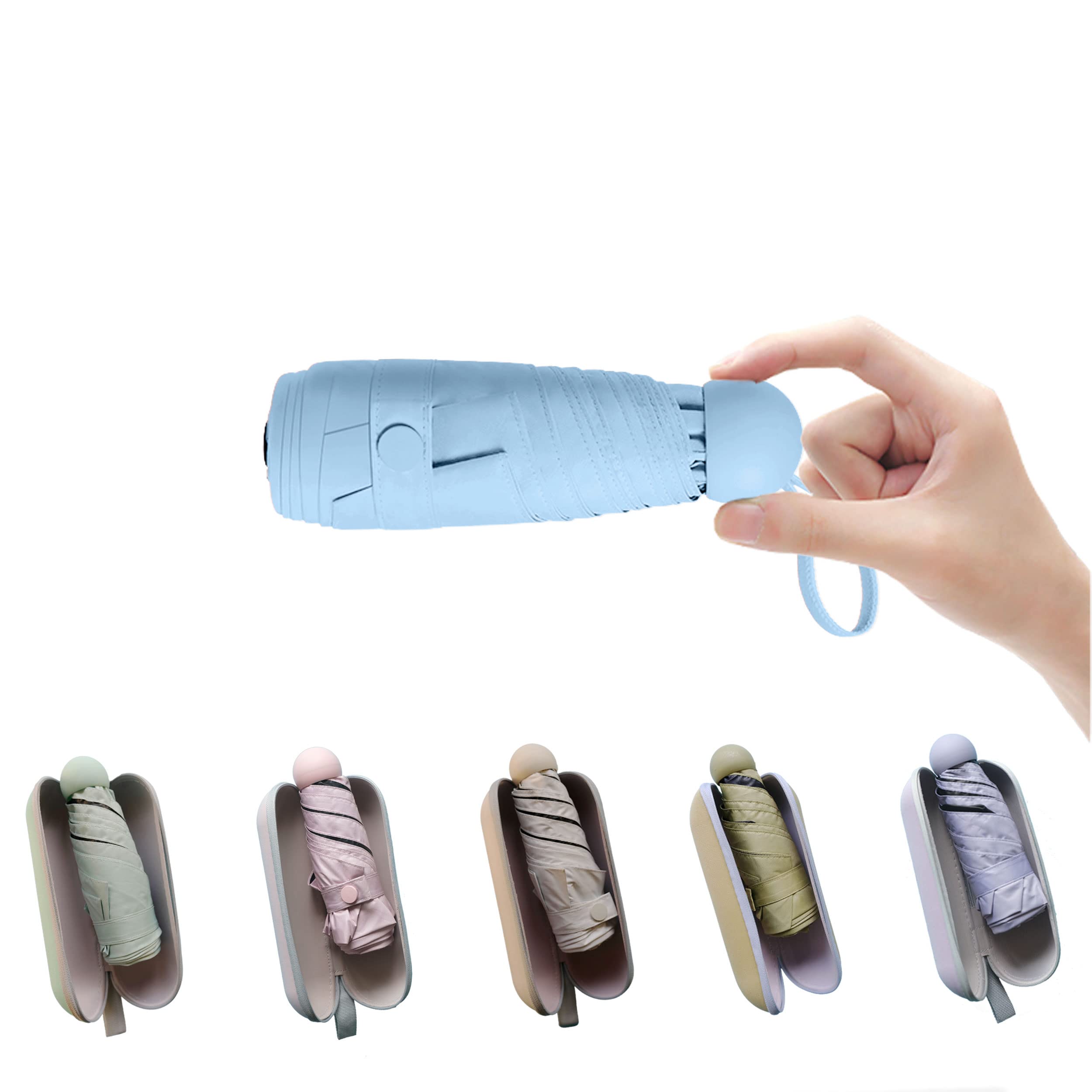 Photo 1 of BAODINI Travel Essentials Mini Umbrella for Purse With Case Small Compact UV Sun Protection Lightweight Tiny Pocket Manual Open Close Umbrella for Women Kids and Men Fit Purse Backpack