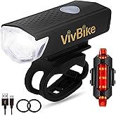 VivBike Rechargeable Bicycle Lights Set for Daily Use, LED Front Light and Rear Light, USB Mini Rechargeable, IPX4 Waterproof, Easy Mount | A HerTime2 Brand