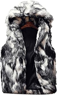 black faux fur hoodie men's