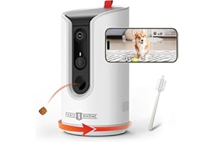 PARIS RHÔNE 2K Pet Camera, 360°View Dog Camera Treat Dispenser, 5G WiFi Pets Monitoring with Phone APP, Two-Way Audio, Infrared Night Vision, Barking Detection and Motion Alerts, Works with Alexa