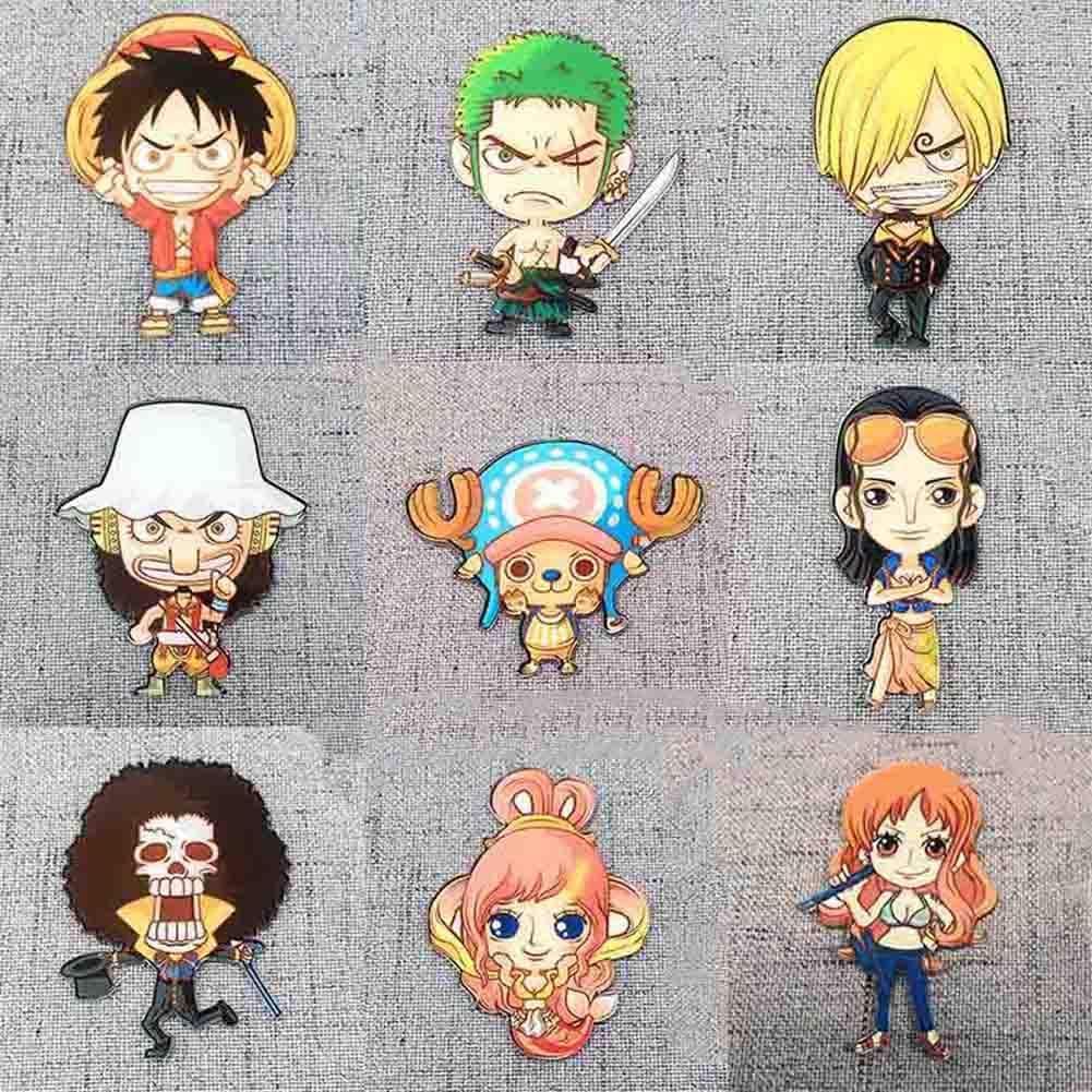 Vytfctrdcreds 9pcs One Piece Characters Acrylic Fridge Magnet Stickers for DIY Luggage Laptop Refrigerator Motorcycle Car