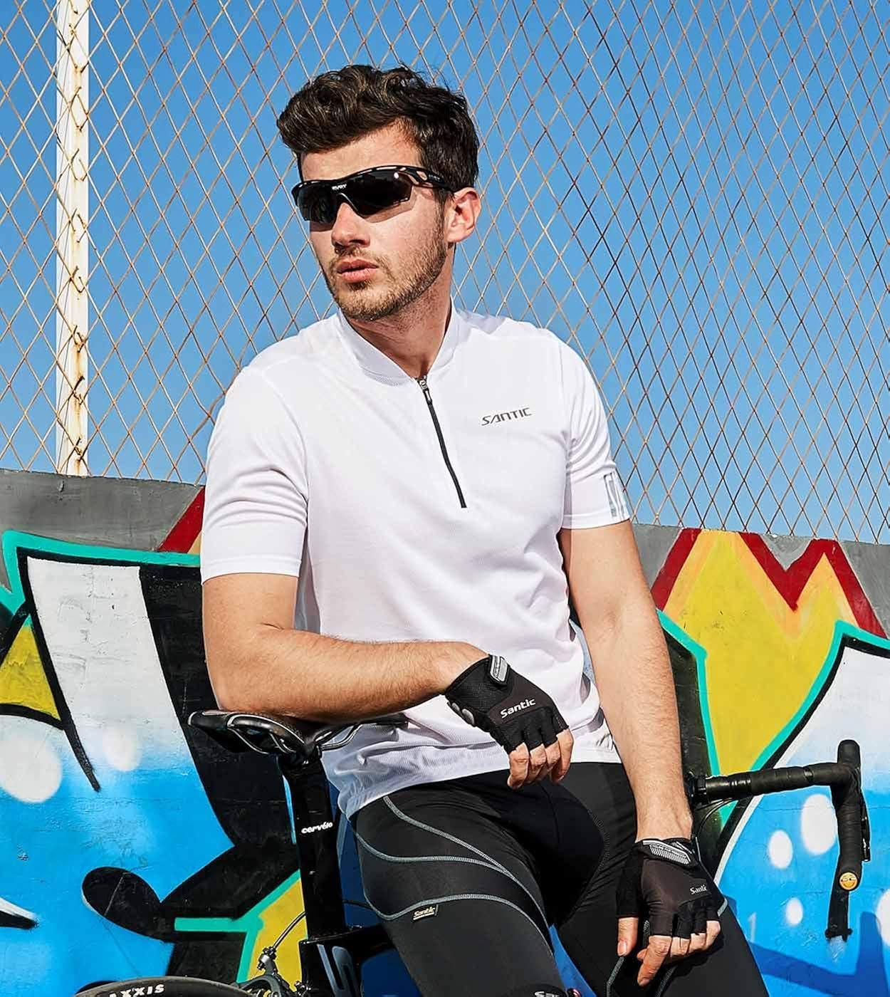 Santic Cycling Jersey Men Bike Jersey Cycling Jacket Reflective Breathable Moisture Wickin and Quick Dry : Clothing