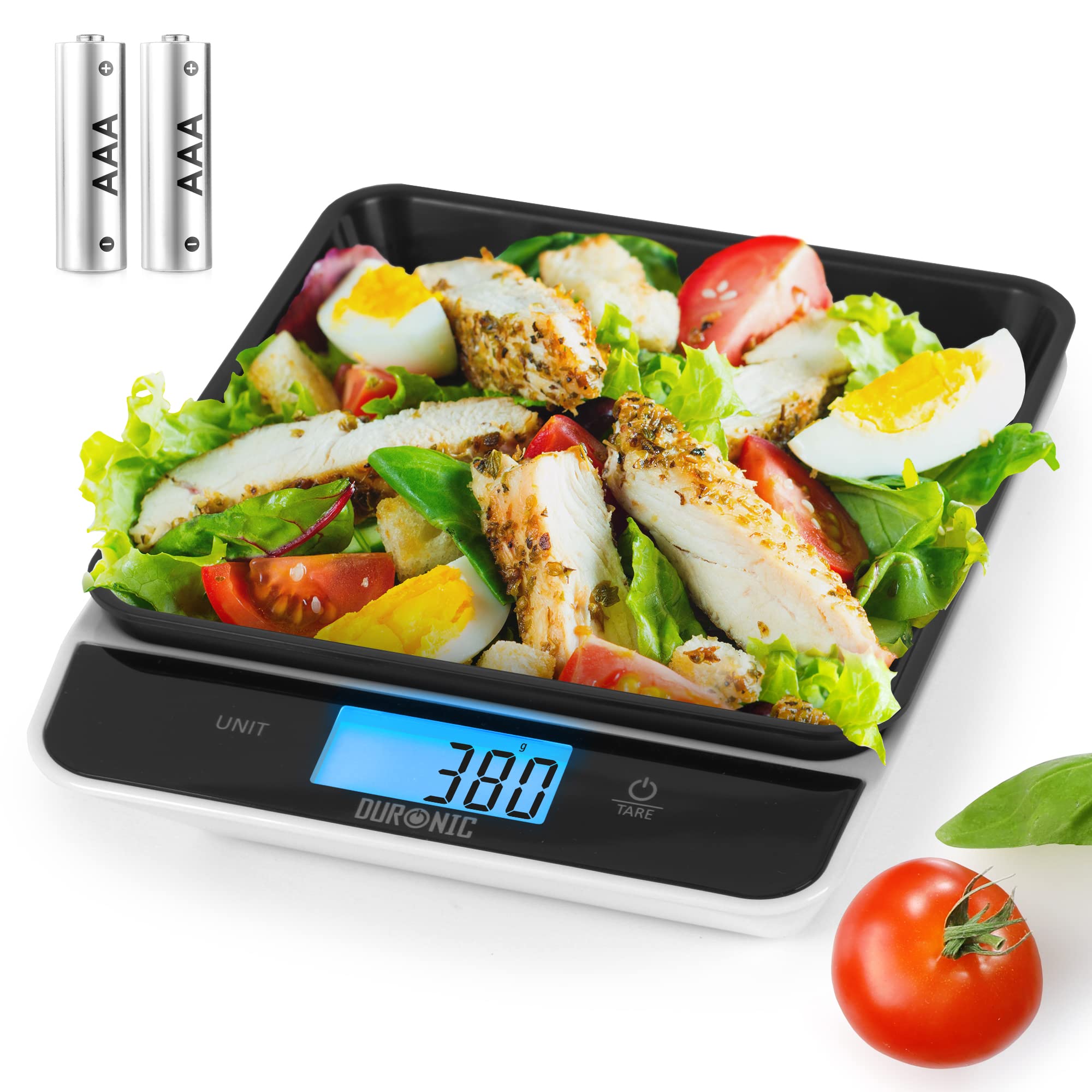 Duronic Digital Kitchen Scales KS100 BK Electronic Kitchen Scale with Bowl Measuring Weighing Scale Black Baking Scale for Cooking Baking Mail Pet Food Measurement Baker Weight Scale, Tare LCD Display