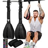 RDX AB Straps for Pull Up Bar Hanging (Pair), Maya Hide Leather, Abdominal Muscle Building Padded Arm Support Slings with D-Ring Strap, Leg Raise Exercise Fitness Workout Strength Training, Men Women