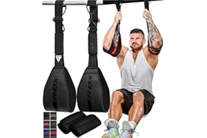 RDX AB Straps for Pull Up Bar Hanging (Pair), Maya Hide Leather, Abdominal Muscle Building Padded Arm Support Slings with D-R