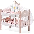 ROBUD Baby Doll Crib, Wooden Baby Doll Beds for 20 Inch Dolls, Baby Doll Bunk Beds with Tulle, American Girl Doll Bed for Gif