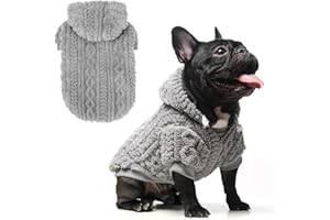 KOOLTAIL Fleece Dog Sweater Hoodie for Small Medium Large Dogs - Super Soft Fall Dog Clothes Knitted Sweatshirt with Leash Hole, Warm Winter Cold Weather Pet Coat for Puppy Cats Male/Female Grey M