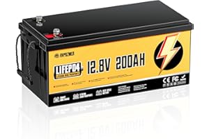 Rvpozwer 12V 200Ah LiFePO4 Battery, Built-in 200A BMS, 15000 Deep Cycles, 2560Wh,Low Temp Protection Lithium Iron Phosphate Battery for Home Energy, RV, Trolling Motor, Marine, Solar, Off-Grid