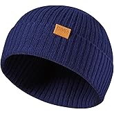 FUQILA 100% Merino Wool Fisherman Beanie Hat, Unisex Warm Winter Hats, Soft Breathable Knitted Short Cuffed Cap