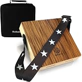 BAHAMUT Zebrawood Travel Cajon Drum, Portable Box Drum, Cajon Peruano | Zebrawood Face Gives Crisp Treble; Plywood Back Adds Tight Bass; Compact Body with Strap &amp; Bag for Travel; For All Levels