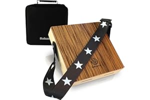 BAHAMUT Travel Cajon Drum -Zebrawood Small Portable Cajon with Strap and Bag, Rich Bass and Bright Treble Sounds, Ideal Gift Drum Box for All Skill Levels