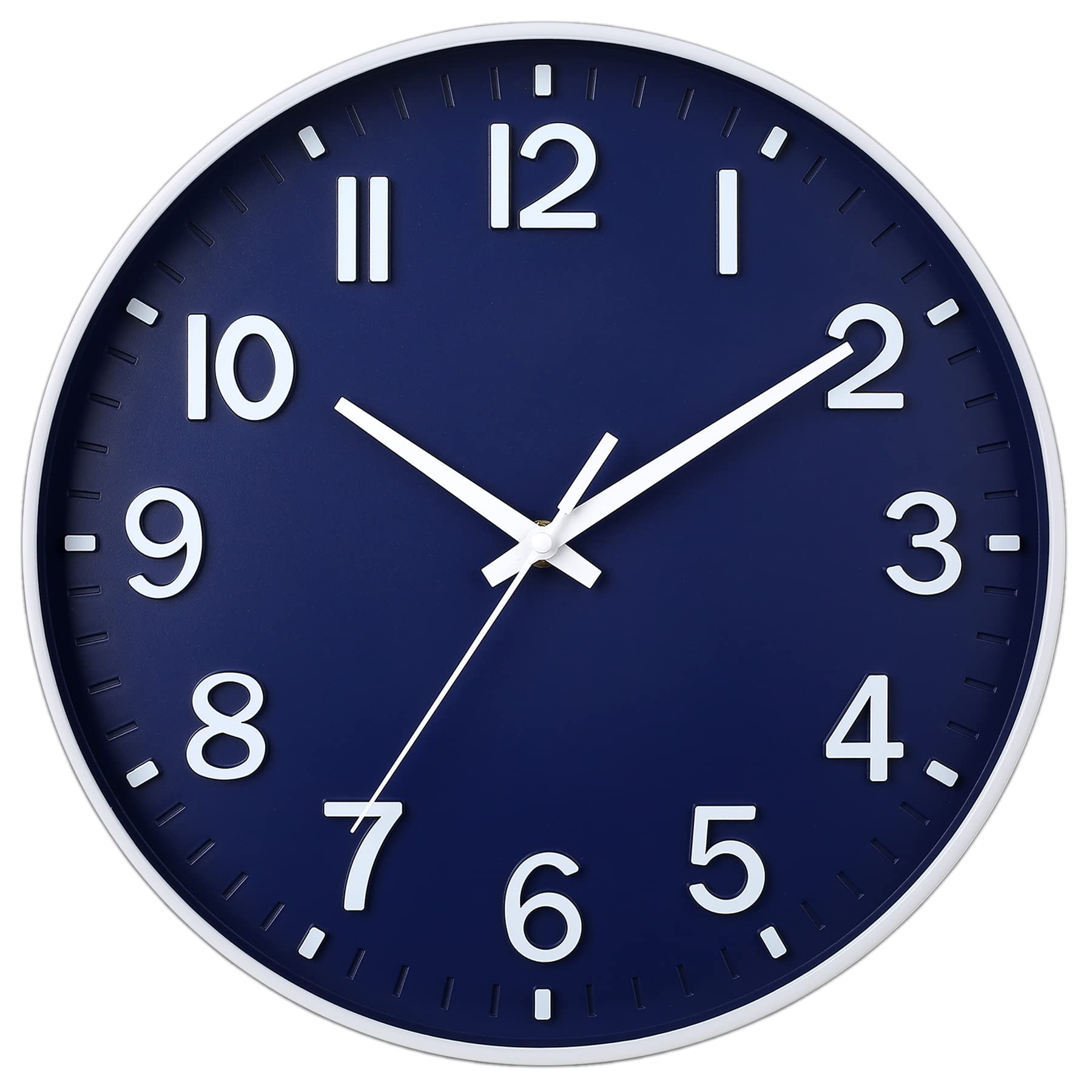Photo 1 of HZDHCLH Navy Blue Wall Clocks Battery Operated,12 inch Silent Non Ticking Modern Wall Clock for Living Room Bedroom Kitchen Office Classroom Decor