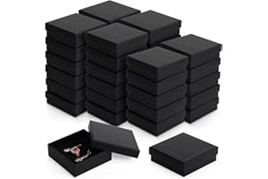 Batiyeer 36 Pcs Cardboard Jewelry Gift Boxes Jewelry Boxes Packaging Small Earring Gift Box with Lids for Necklace Ring(Black,3.5 x 3.5 x 1.2 Inch)