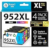Smart Ink Compatible Ink Cartridge Replacement for HP 952 952XL (4 Combo Pack) Advanced Chip Technology to use with OfficeJet