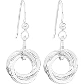 Cute Love Knot Circle Dangle Earrings Crafted From Recycled Sterling Silver Classic Jewelry Gift idea for Women