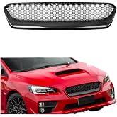 Front Bumper Upper Grille Mesh Grill Fit For Subaru WRX 2015-2017 2016 | Matte Black Glossy Black Carbon Fiber Look
