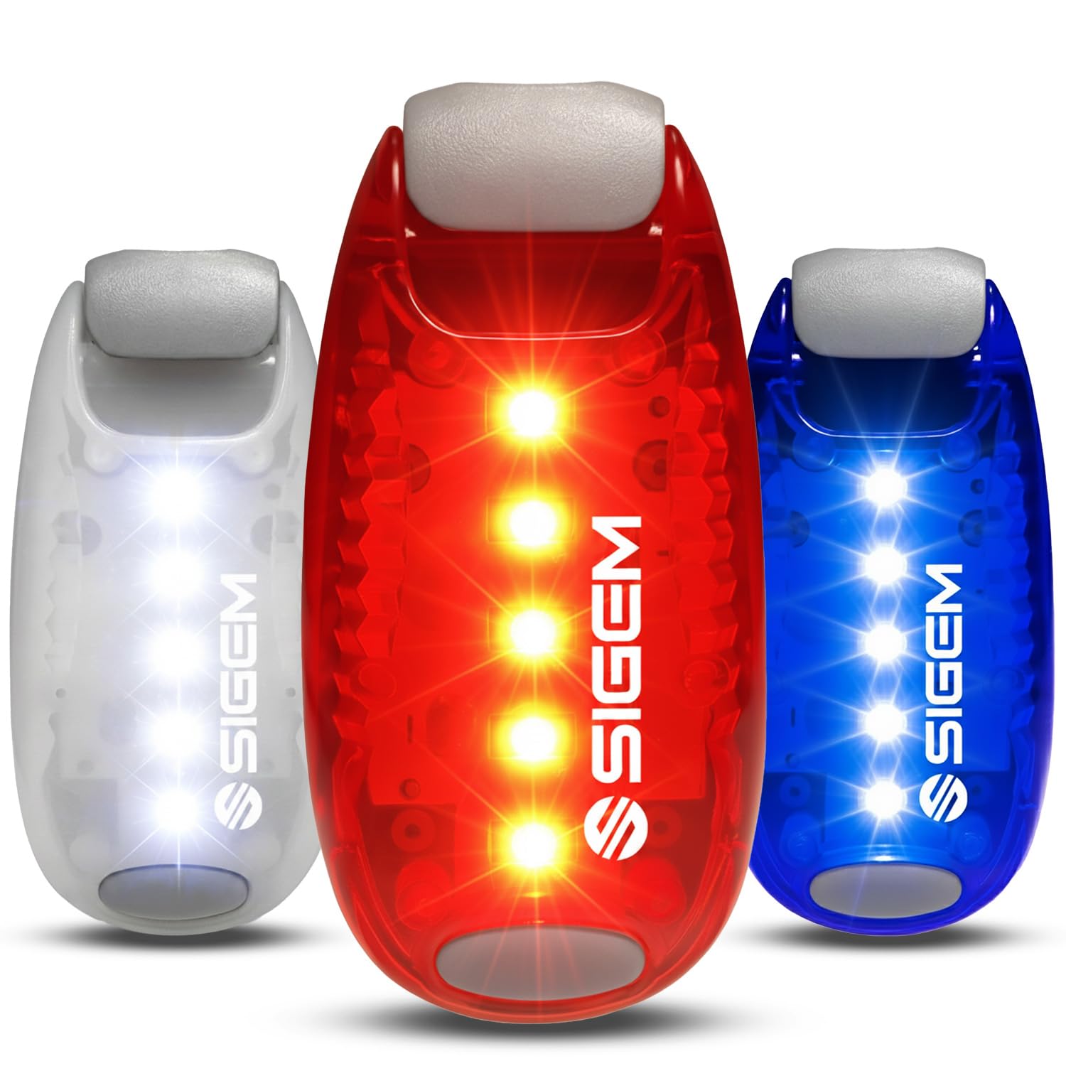 SIGEM LED Safety Lights (3 Pack) + Extra Bonus Items, Clip on Flashing Strobe Light, High Visibility for Running Jogging Walking Cycling for Kids Dogs Bicycle Helmet Bike Tail light