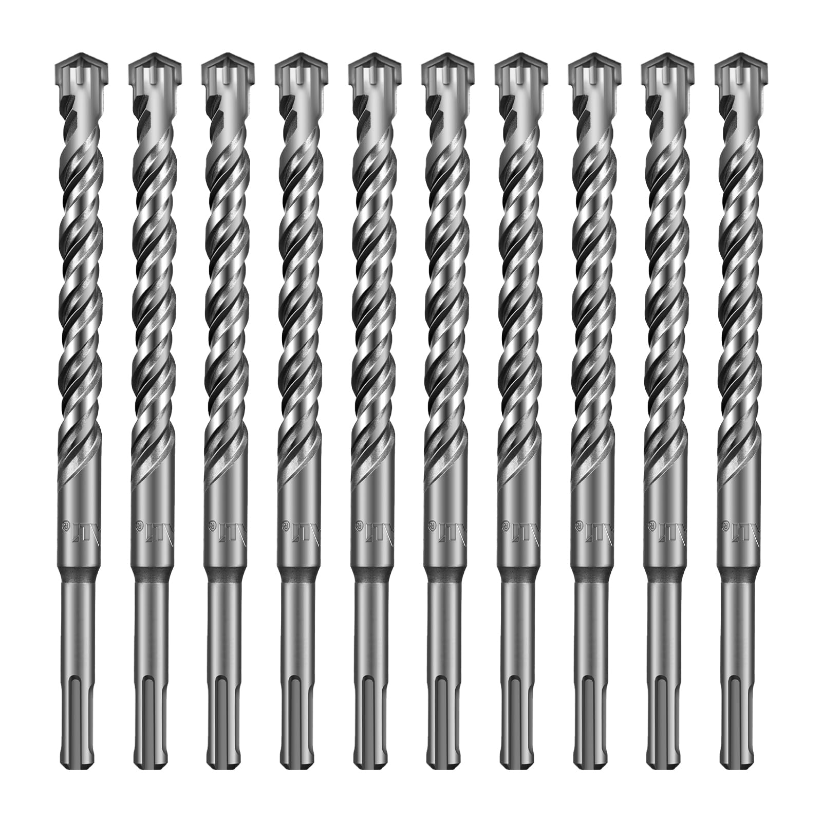 SALI 10PCS SDS Plus Rotary Hammer Drill Bit Concrete Drill Bit Kit Double Thread 4-Cutter Tungsten Carbide Tip Fully Hardened Tool for Concrete, Brick,Cement Walls,Stone 16mm x 210mm Cross Drill Bits