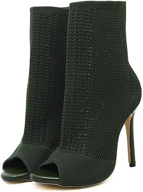 army green ankle boots peep toe