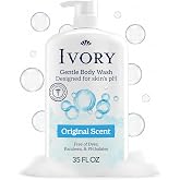 Ivory Body Wash, Designed for the Whole Family, Gentle Formula, Free of Dyes Heavy Perfumes Parabens Phthalates &amp; Silicones, for Sensitive Skin, Designed for Skin's pH, Original Scent, 35 oz