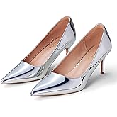 Elisabet Tang Kitten Heel Low Pumps 2.4 Inch Closed Pointed Toe Short Sexy Comfort Women Dressy Shoe at Work Office Date Prom Party Wedding Church