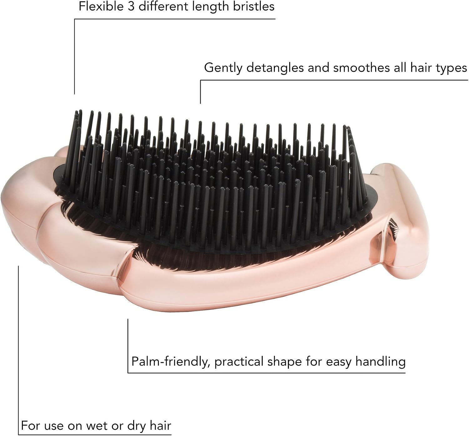 Vivid Hue - Girls Mermaid Detangling Hairbrush, Rose Gold - Image 4