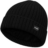 Dtuomo Winter Beanie Merino Wool Fleece Lined for Men Women Soft Warm Knit Hat Ski Stocking Cuffed Cap