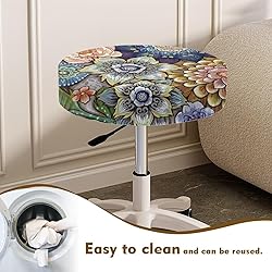 LJMKZJN Boho Flower Round Bar Stool Covers for