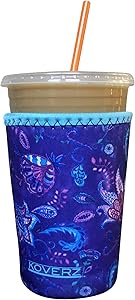 Koverz Neoprene Iced Coffee Java Sleeve - Insulator Sleeve for Cold Beverages, Neoprene Cup Holder - Compatible with Starbucks & McDonald's Coffee - Medium Violet Whimsy