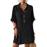 Bsubseach Cover Ups for Swimwear Women Short Sleeve Beach Swimsuit Coverup Loose Shirt Dress 2026 Vacation Outfits