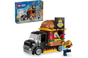 LEGO City Burger Truck Toy Building Set, Fun Gift for Kids Ages 5 Plus, Burger Van and Kitchen Playset, Vendor Minifigure and Accessories, Imaginative Pretend Play for Boys and Girls, 60404