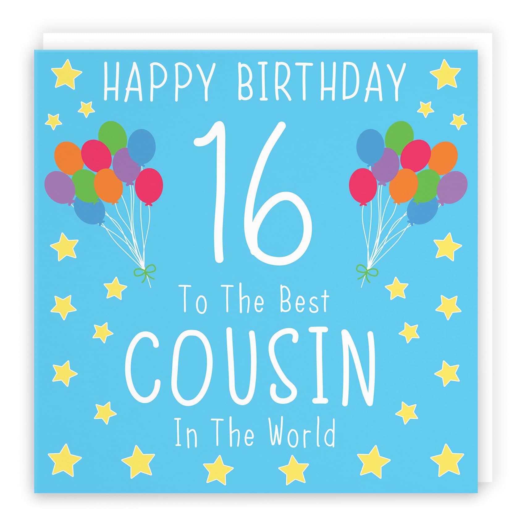 Hunts England - Large Cousin 16th Male Blue Birthday Card - Happy Birthday - 16 - To The Best Cousin In The World - Iconic Collection - Large - 210 x 210 mm - Age 16