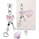 QYRCXX Cute Charm Set with Dust Plug Type C/USB C &Heart Grip Holder for Kindle, E-Reader Charm Chain Accessories Compatible