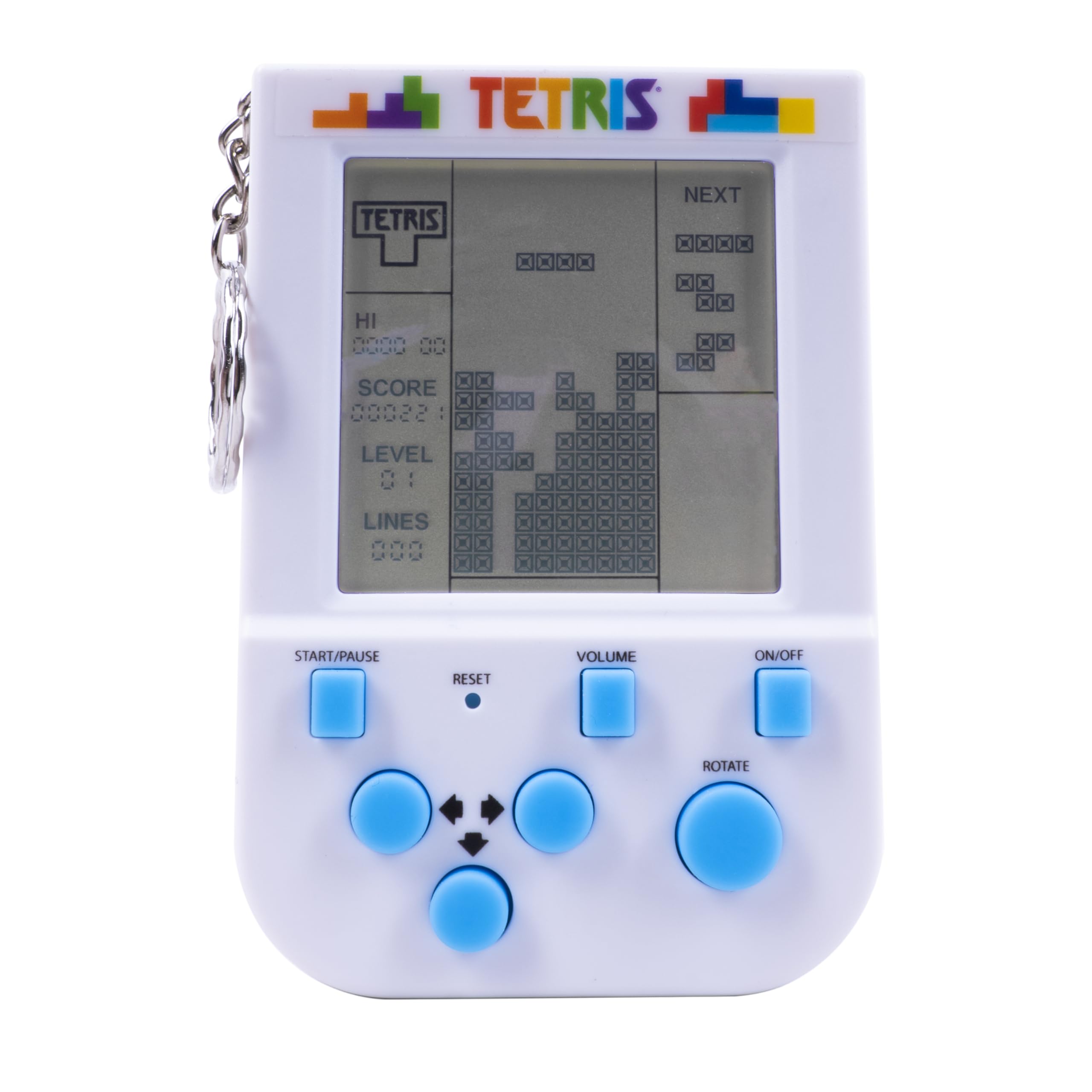 Tetris Keyring Handheld Arcade Game - Retro Mini Portable Handheld Tetris Game for Kids and Adults. Traditional Game Play With 15 Retro Gaming Levels Including Original Tetris Gameplay & Sounds.