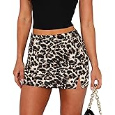 DooMoni Womens Mini Skirt Short Skorts Mid Waist Side Split Bodycon Pencil y2k Sexy Skirts Shorts
