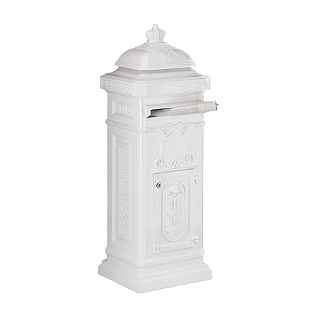 Relaxdays Standbriefkasten Antik HBT: 101 x 34,5 x 31 cm nostalgischer Säulenbriefkasten aus rostfreiem Aluminium englischer 