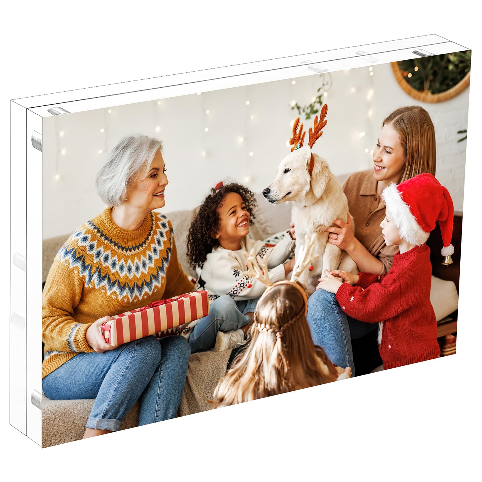 HIIMIEI Acrylic Photo Frame 15x20cm, Clear Double Sided Photo Display Desktop Frameless Magnetic Picture Frame