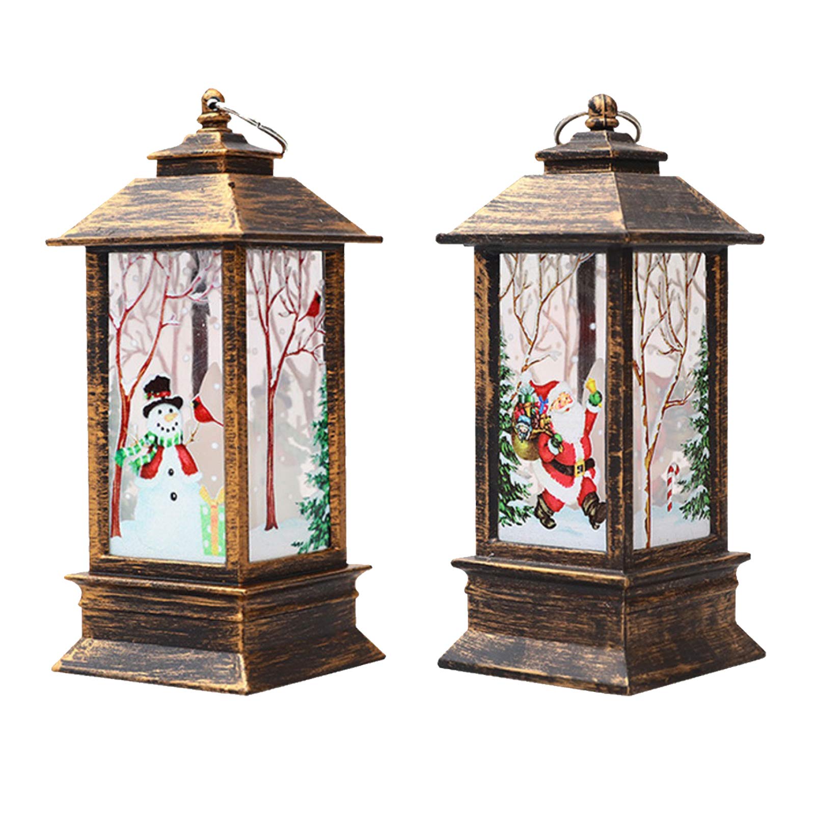 2PCS Christmas Decorations Lights Santa Claus Snowman Light with LED Tea Light Fireless Candles Lamp for Xmas Decor Ornaments Party Decor Gifts