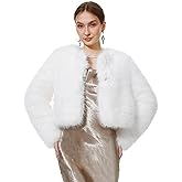 LA CARRIE Women's Faux Fur Winter Cropped Fluffy Jacket Long Sleeve Open Front Cardigan Shaggy Warm Fall Winter Outerwear