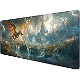 Mythical Dragon Gaming Mouse Pad Desk Pad 31.5 x 11.8 Inch Waterfall Mountains Light Sunlight Mousepad XL Large Gaming Mouse Pad Laptop Keyboard Mat Desk Pad Office Computer Keyboard Laptop Home