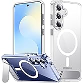 SPIDERCASE Magnetic for Samsung Galaxy S25 FE Case, [3 Stand Ways][ Military Grade Drop Protection] with Invisible Stand Shockproof Slim Case for S25 FE 5G,Clear