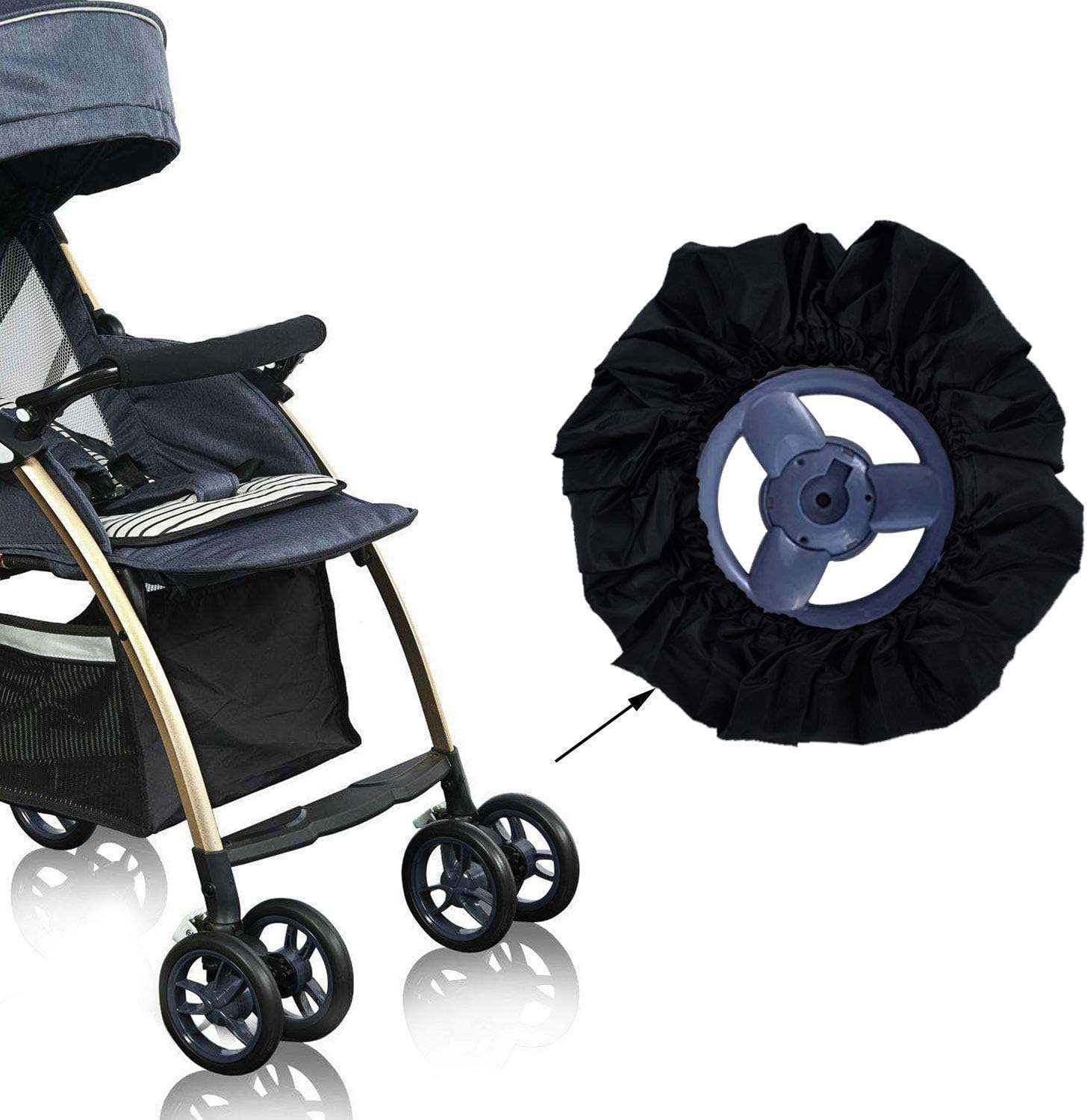 2 Pack Diameter 4.56.3 inch Baby Stroller Wheel Cover Dustproof Wheelchair