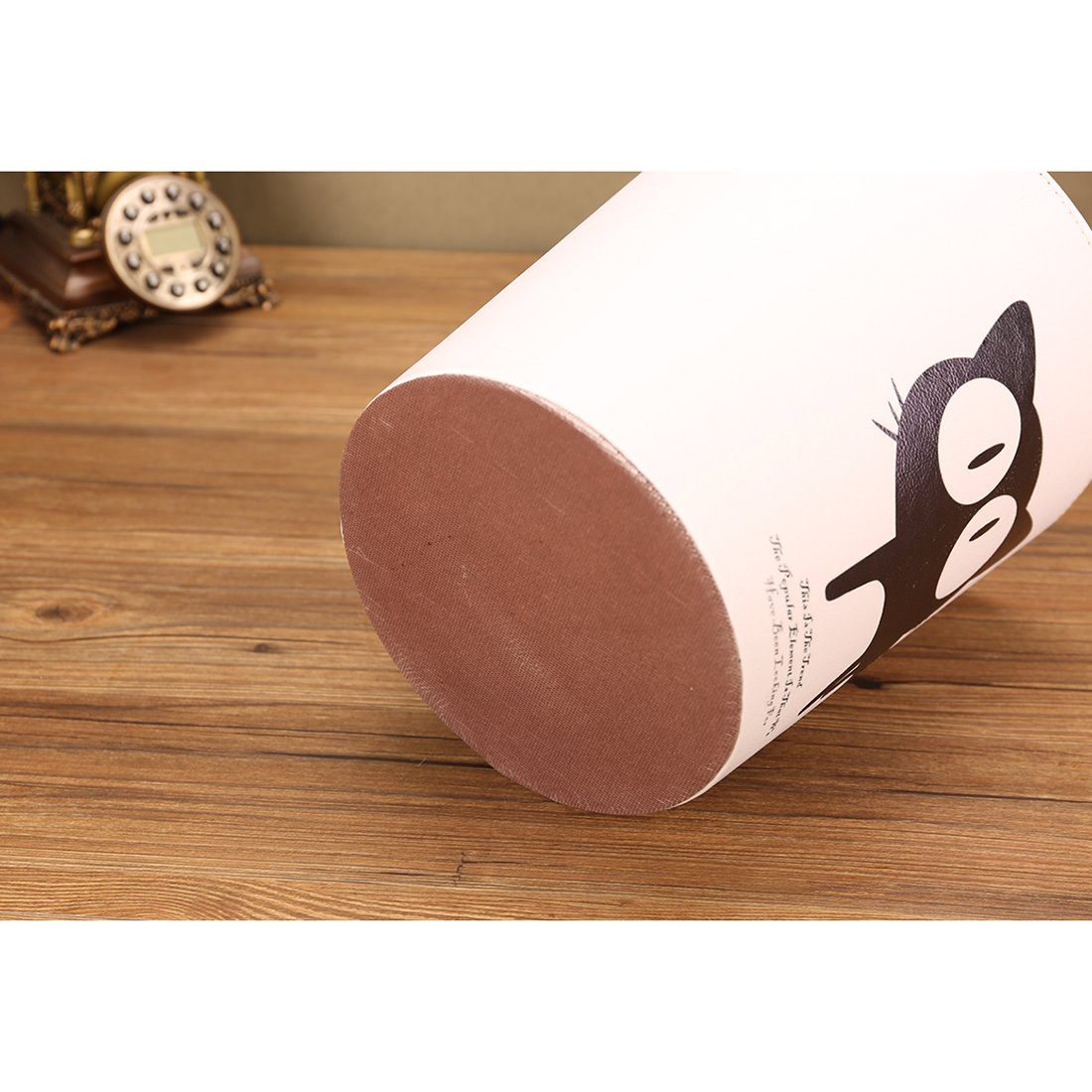 DOITOOL Cestino Vintage In Plastica E Pelle, Rosso, 25.5x20 Cm - Pratico Per Ufficio E Camera Da Letto - 2